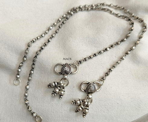 925 Silver beads minimal anklet (pair)