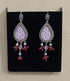Pink hand painted pure silver earrings
