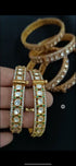 Moissanite bangles, 925 silver gold plated fine jewelry, White kundan stone bangles