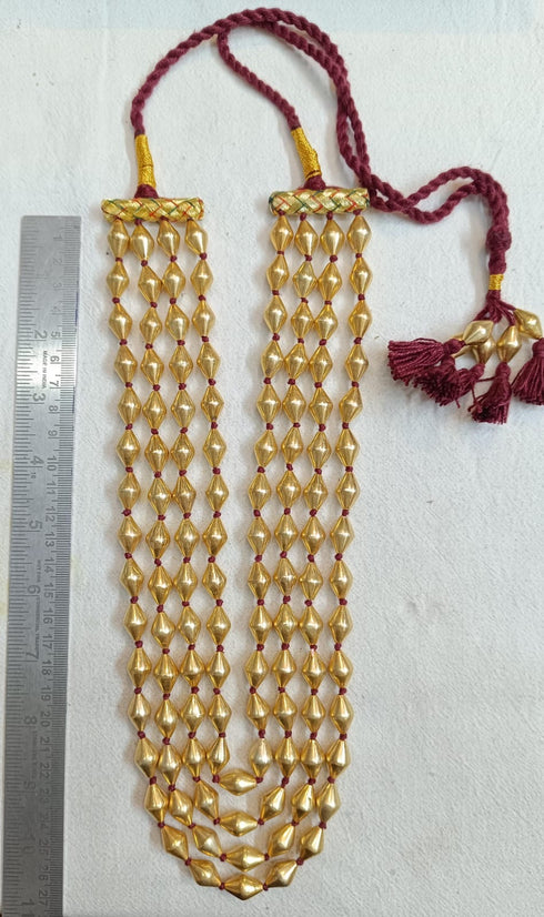 Gold Dholki 4 line Necklace