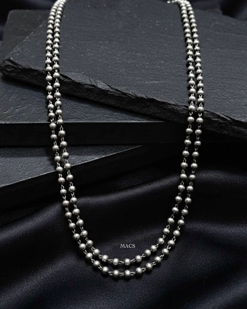 925 Silver layered ball necklace