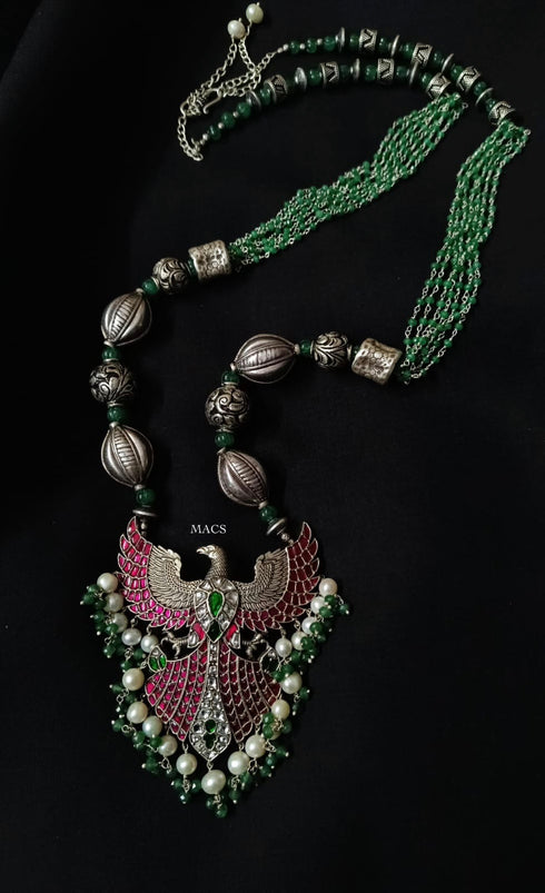 925 Kundan Eagle Pendant Necklace