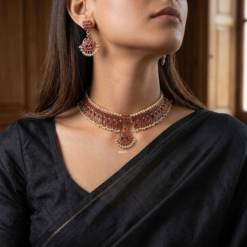 925 Kundan Choker Set with earrings-pre order