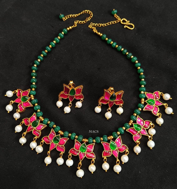 925 Lotus Jadau Kundan Necklace