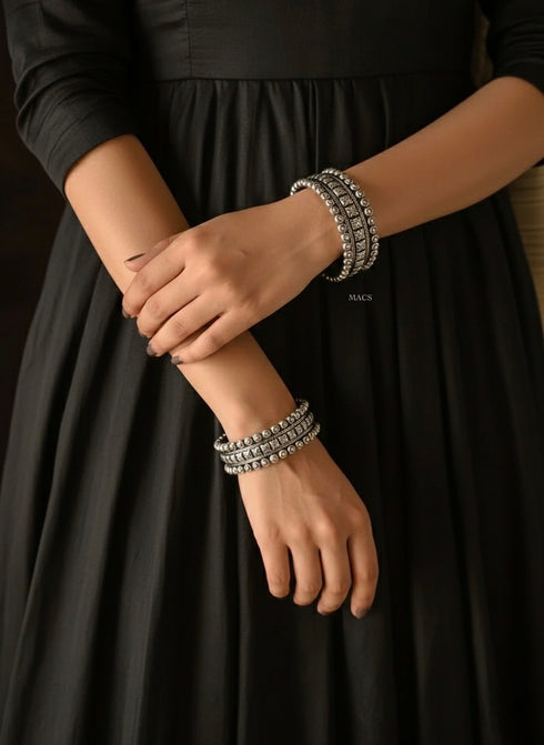 Statement floral 925 pure silver bangles