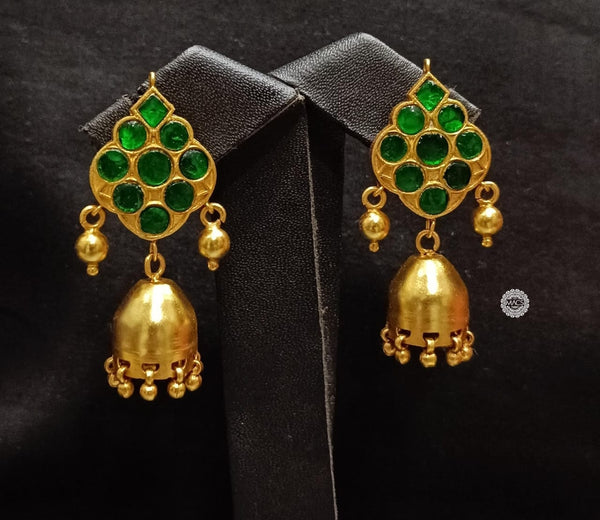 Green Kundan Goldplated Jhumka
