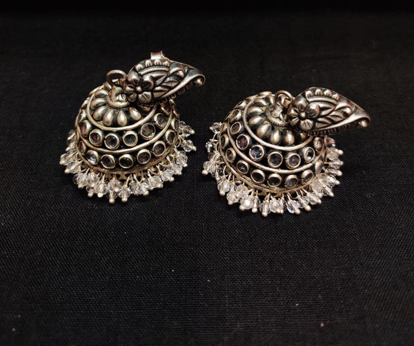 Silver White Stone Jhumka