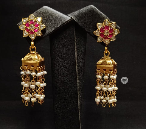 Kundan Gold Pearl Jhumka