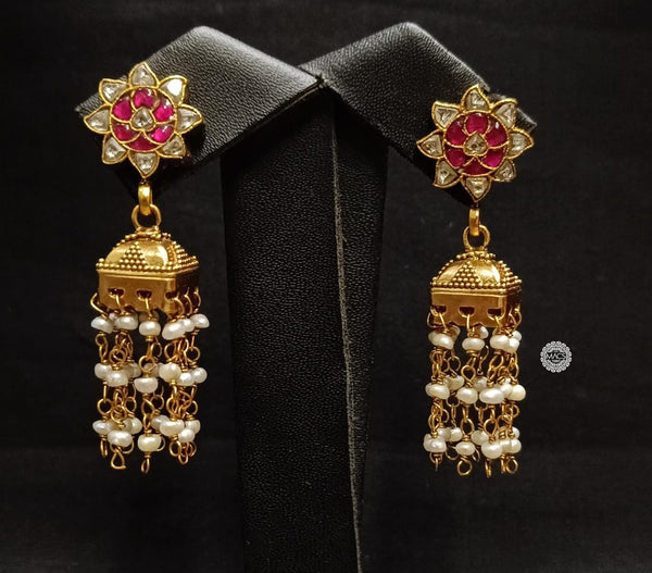 Kundan Gold Pearl Jhumka