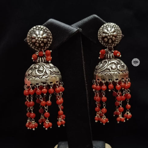 Layered Coral Jhumka
