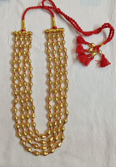 Gold Dholki 4 line Necklace