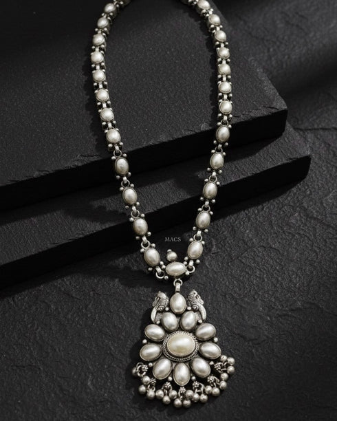 925 Pearl Silver Addigai Necklace (pre order)