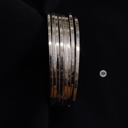 Silver Plain Flat 8 Bangle Set (2.8)