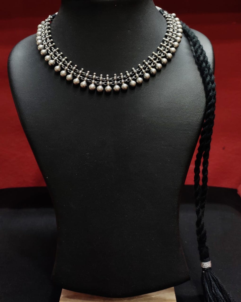 Silver ball necklace Dual tone Necklace MACS