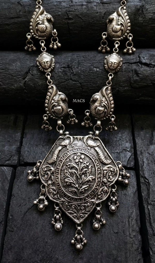 Long 925 Silver Peacock Necklace