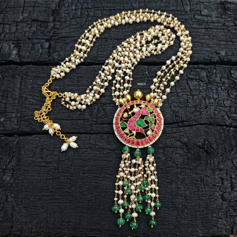 925 Peacock Kundan Pearl Necklace