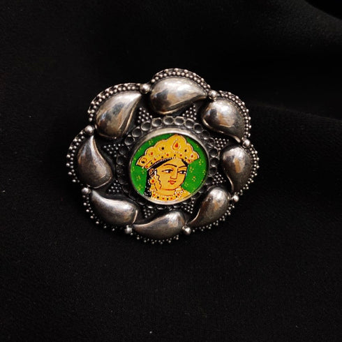 Pure silver hand painting rings