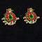 Kundan Pink-Green Peacock Studs
