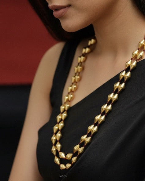 Gold plated layered bollywood dholki necklace