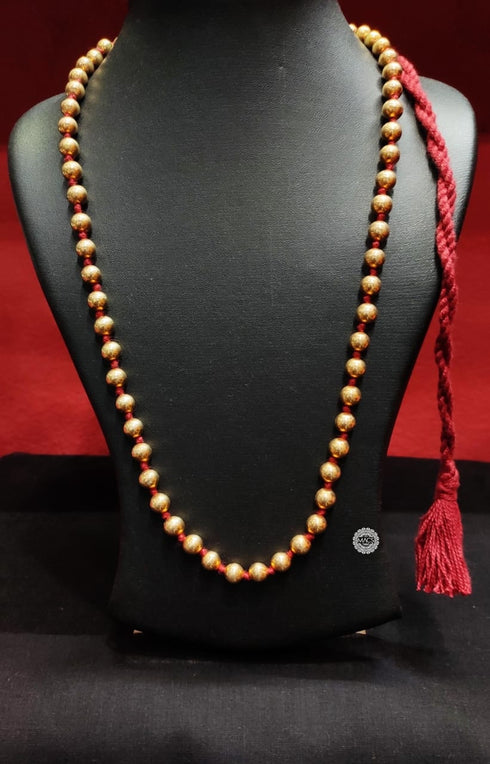 Round Dholki Beads Silver Gold plated Necklace, Dholki Bormala in round shape, Indian thread necklace