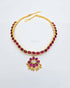 925 silver Ruby Pink Kundan addigai necklace, Gold plated Silver Attigai