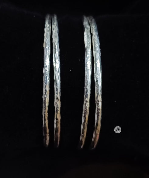 925 Silver Hammered Bangles (Size 2.6)