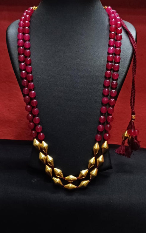 Gold plated Dholki Semiprecious Necklace