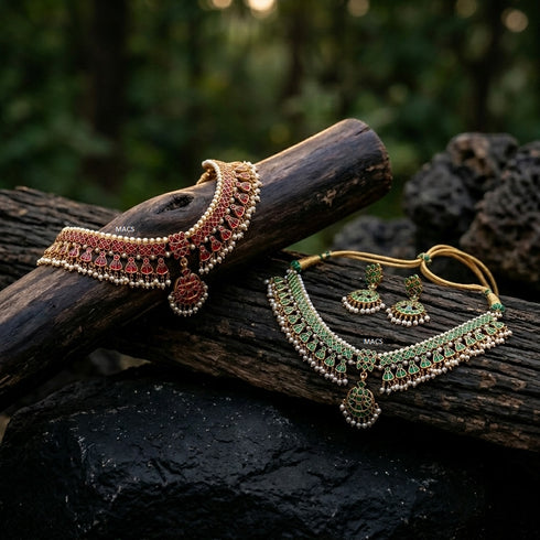 925 Kundan Choker Set with earrings-pre order