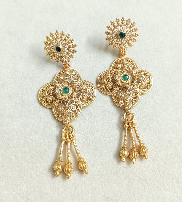 Gold plated Green Stone Earrings