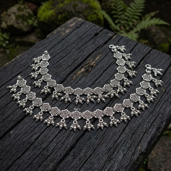 925 Silver Flowers anklet (pair)
