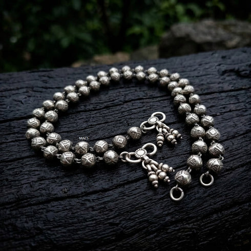 Silver big beads anklet (pair)