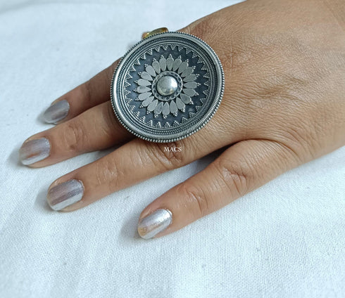 Statement Silver Flower Ring