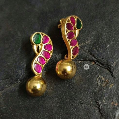 925 Silver Peacock Kundan Earrings