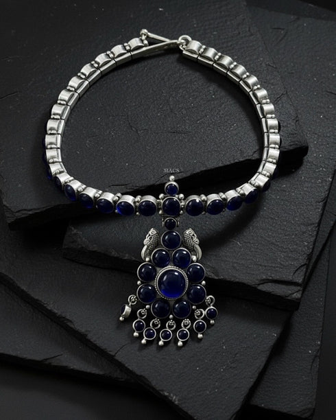 Blue Kemp Addigai Silver Necklace (pre-order)