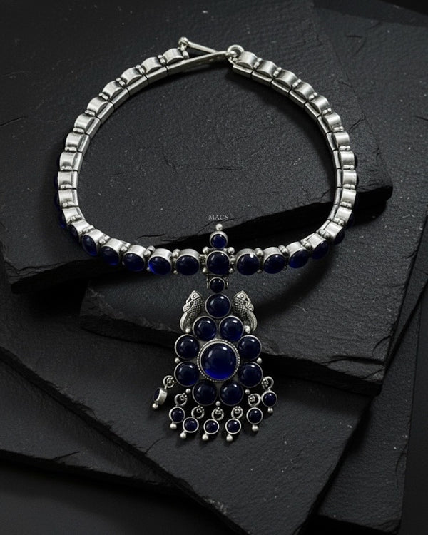 Blue Kemp Addigai Silver Necklace (pre-order)