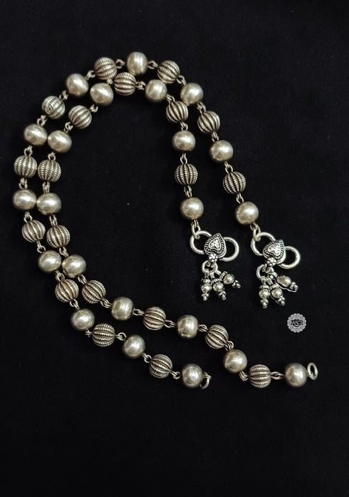 925 Sterling Silver ball anklet, Silver Beads anklet online for women, Daily wear silver anklets