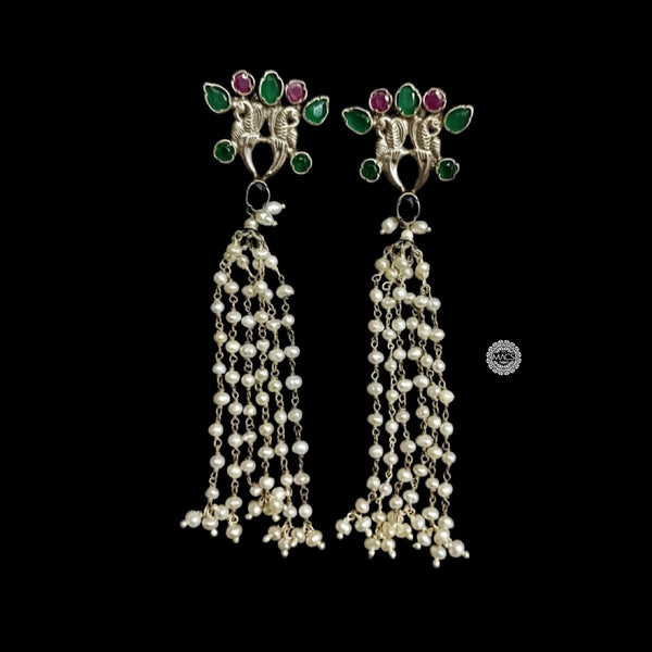 Silver Pearl Stone Earrings