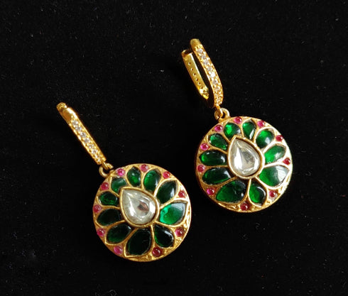 Reversible Lotus Kundan Bali Hoops