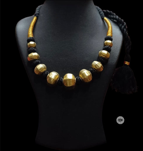 Gold plated Wax Faceted Beads Necklace (oversized beads)