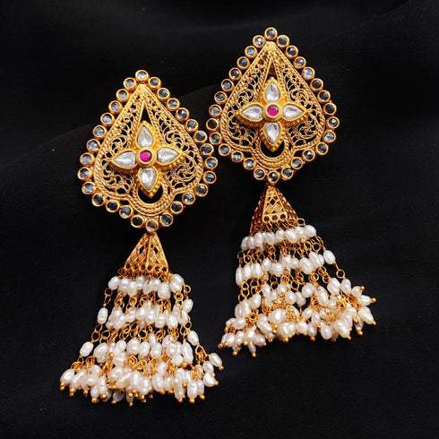 Goldplated Pearl Jhumka Earrings