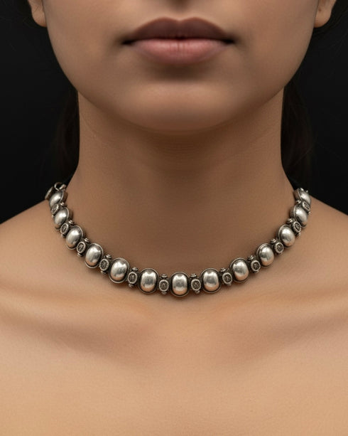 Badam Silver Choker
