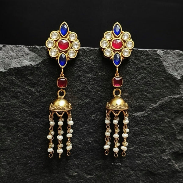 Multi Kundan Pearl Jhumka