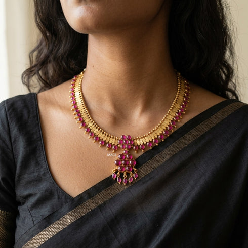 Pre Order Gold plated Pink Kemp stone attigai