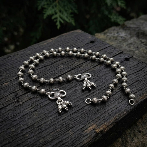 Silver beads anklet (pair)