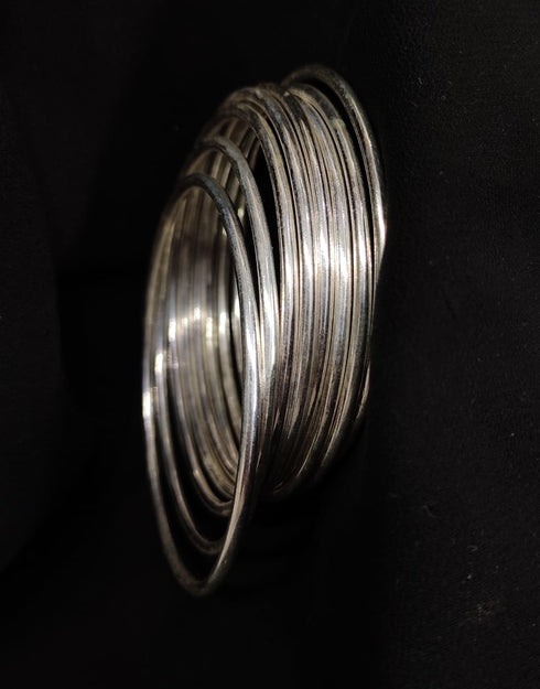 Silver Plain 8 Bangle Stack (2.4)