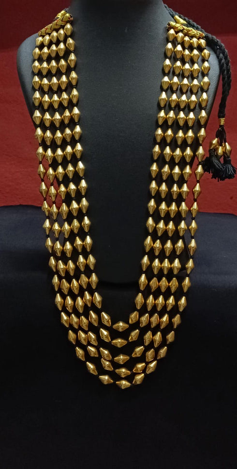 Gold Dholki 5 line Necklace