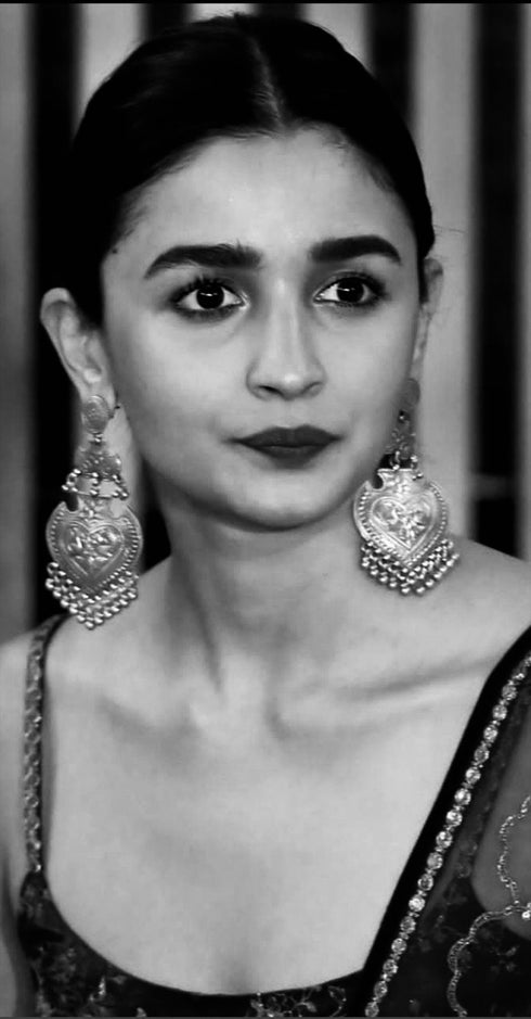 Alia Bhat Peacock Silver long earrings