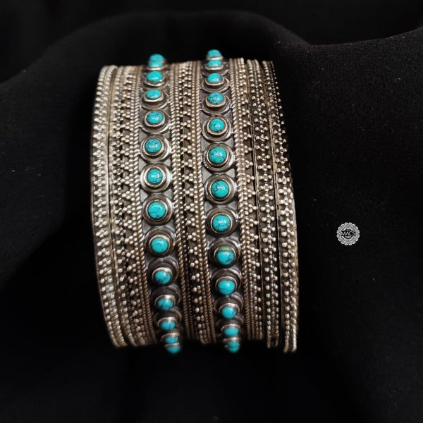 Turquoise Silver Bangle Set (2.4)
