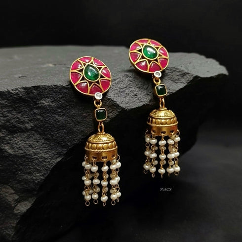 Kundan Goldplated Pearl Jhumka