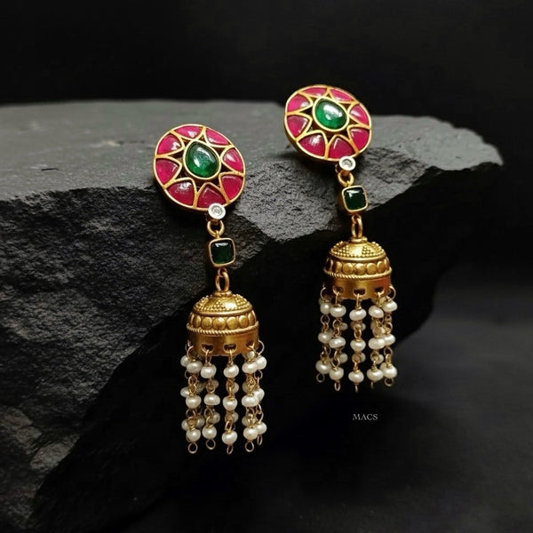 Kundan Goldplated Pearl Jhumka